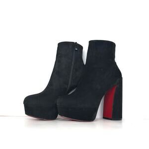 Christian Louboutin Movida 130 Suede Platform Booty 37.5